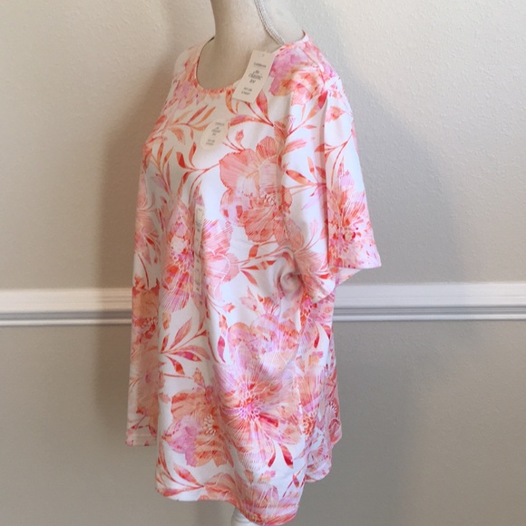 Croft & Barrow Classic Tee Floral Plus Size 2X Top - Picture 3 of 6